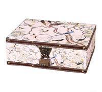 Caja de almacenamiento, 1 organizador de escritorio retro de cuero y madera con cerradura, almacenamiento de documentos con tapa a prueba de polvo, elegante diseño duradero, caja de almacenamiento