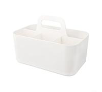 Caja de almacenamiento, 1 paquete organizador de cesta multiusos, cesta de plástico apilable con asa, compartimentos personalizables para organización de escritorio en casa, oficina (blanco)