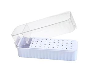 Caja de almacenamiento a prueba de polvo para fresas de uñas - organizador y caja de exposición con tapa transparente y 40 viviendas galvanizadas | Portafresas lavable a prueba de polvo para salón de