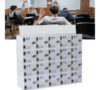 Caja de almacenamiento acrílica para teléfono móvil con cerradura y llaves, transparente para escritorio de oficina, soporte seguro para teléfono, diseño de rejilla B-30