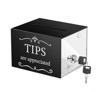 Caja de almacenamiento acrílica segura para donaciones con cerradura y transparente para un fácil seguimiento, opción de montaje en pared (negro con cerradura)