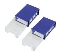 Caja de almacenamiento apilable de plástico para tornillos de componentes, organizador de cajones transparente grueso con diseño de montaje en pared, 140 x 85 x 40 mm, 1 unidad (2 unidades, azul)