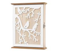 Caja de almacenamiento clave: organizador de montura de pared de madera para entrada, diseño tallado vintage con puerta segura, soporte de llave para hogar, oficinas, pasillo, sala de estar, apartamen