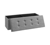 SONGMICS MAZIE Colección - Puff Almacenaje, Banco Plegable, 38 x 110 x 38 cm, Taburete Reposapiés, Pie de Cama, Soporta hasta 300 kg, para Sala de Estar, Dormitorio, Entrada, Gris Claro LSF77G
