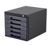 Caja de Almacenamiento con cajones Multicapa - Archivador con Cerradura A4 para Escritorio de Oficina Documento Seguro con 4 para Suministros y Archivos (Negro)