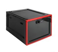 Caja de almacenamiento con cerradura con cerradura de combinación, gabinete de medicina transparente para alimentos, teléfono, tablet, refrigerador, contenedor seguro (negro + caja roja)