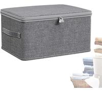 Caja de almacenamiento con cerradura y tapa, organizador apilable y protector for el hogar, baúl de tela a prueba de manipulaciones con cerradura for ropa, juguetes, refrigerios, suéteres(S)