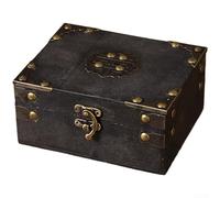 Caja de almacenamiento cuadrada de madera clásica con tapa a prueba de polvo y herrajes de aleación para organizar joyas y objetos pequeños en el escritorio (A)