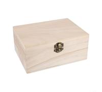 Caja de almacenamiento cuadrada de madera con bisagras para entusiastas de las manualidades para personalizar con decoupage de pintura o quema de madera, adecuada para cajas de recuerdo de boda (L)