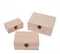 Caja de almacenamiento cuadrada de madera de paulownia acabada a mano diseñada para pintar personalizadas decoupage o técnicas de combustión y organización diaria (S+M+L)