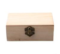 Caja de almacenamiento cuadrada de madera lisa con bisagras para manualidades y recuerdos, hecha de madera de paulownia natural con acabado de cierre seguro en tono pálido para regalos de boda o