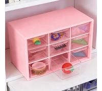 Caja de almacenamiento de 9 cajones, caja organizadora de joyas compacta para escritorio, almacenamiento multifunción con cajones transparentes para oficina, hogar y suministros de manualidades