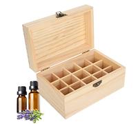 Caja de Almacenamiento de Aceite Esencial de 15 Ranuras, Caja de Aceite Esencial, Caja de Almacenamiento de Aceite Esencial Anti Luz Solar con Pantalla de Pino para el Centro de Belleza del Hogar