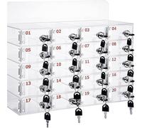Caja de almacenamiento de acrílico con cerradura para teléfono, gran capacidad, no daña los teléfonos, ideal para uso en oficina, 60 rejillas pequeñas para una fácil instalación