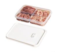 Caja de almacenamiento de alimentos con particiones internas fijas para cubos de carne cruda y especias secas enteras en refrigeración doméstica (blanco)