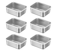 Caja De Almacenamiento De Alimentos De 6 Piezas, Recipientes De Alimentos De Acero Inoxidable Con Tapas, Juego De Recipientes Para Alimentos Lavables A Máquina