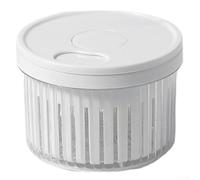Caja de almacenamiento de alimentos redonda transparente con doble drenaje para refrigerador, organizador de cocina para verduras, frutas, cebolla, ajo, contenedor de conservación fresca, 12 x 12 x
