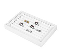 Caja de almacenamiento de anillos, soporte de exhibición de joyas, anillos, ranura de terciopelo, caja de anillos Blanca)