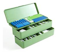 Caja de almacenamiento de batería con comprobador de batería, organizador de batería de tres niveles, caja de plástico para 20 pilas AAA, 11 pilas AA cada piso (sin pilas)