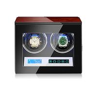 Caja de almacenamiento de bobinadores de reloj de madera de araña, cajas de almacenamiento de reloj de control táctil LCD con 5 modos para la caja de reloj de luz LED (6 epítopos a) candelabro