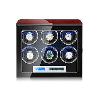 Caja de almacenamiento de bobinadores de reloj de madera de araña, cajas de almacenamiento de reloj de control táctil LCD con 5 modos para la caja de reloj de luz LED (6 epítopos a) candelabro