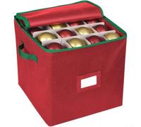 Caja de almacenamiento de bolas de Navidad, organizador de adornos de Navidad de 64 rejillas con divisores, contenedor de bolas navideñas con cremallera en tela Oxford 600D, funda plegable para