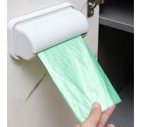 Caja de almacenamiento de bolsas de basura montada en la pared para cocina, baño y oficina, organizador de polipropileno no perforado con gran apertura, fácil pared Mo(gris)