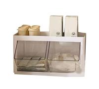 Caja de almacenamiento de bolsas de té montada en la pared Organizador de cápsulas de café de plástico transparente multifuncional para la bocadillo de cocina de la despensa de la (Blanco crema)