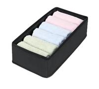 Caja de almacenamiento de calcetines for sujetador de ropa interior, organizador de ropa, cajón de gabinete(Black 6 Grids)
