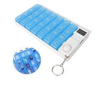 Caja de Almacenamiento de Caramelos para Tabletas de Medicina Portátil, 28 Rejillas, Organizador de Píldoras, Estuches para Medicamentos(Azul)