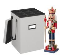 Caja de almacenamiento de cascanueces de Navidad, organizador de adornos de Navidad para cascanueces de 43 cm de alto, coleccionables, figuras de Papá Noel, contenedor de decoración navideña con