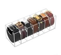 Caja de almacenamiento de cinturón y corbata de acrílico transparente con 357 compartimentos para una identificación eficiente y visual de historias (7 compartimentos)