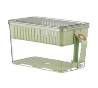Caja de almacenamiento de cocina con diseño transparente y cesta de drenaje para uso en refrigerador con almacenamiento de frutas y verduras (verde L)