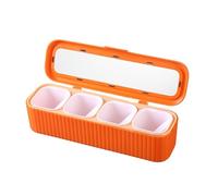 Caja de almacenamiento de condimentos sellada de 4 compartimentos de 6 x 6 x 6 cm, juego de recipientes de especias para el hogar, tarros de condimentos con cuchara (naranja)