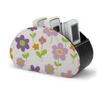 Caja de almacenamiento de control remoto de cuero de PU, organizador de escritorio de 5 compartimentos con flores de varias formas impresas, soporte para control remoto de TV, suministros de oficina