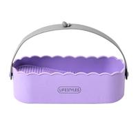 Caja de almacenamiento de cosméticos con asa, limpiador de brochas de maquillaje, limpiador de huevos de belleza, suministros prácticos de baño para los amantes del maquillaje