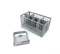 Caja de almacenamiento de cubiertos para lavavajillas en color gris con amplio espacio para organizar tenedores y cuchillos, hecha de material de polipropileno resistente para una fácil limpieza y