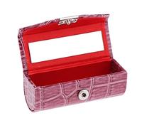 Caja de almacenamiento de cuero para lápiz labial con espejo para bolso, color rojo rosa, Cameo marrón, as described, como se muestra en la