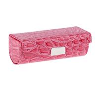 Caja de almacenamiento de cuero para lápiz labial con espejo para bolso, rosa roja, as described, como se muestra en la