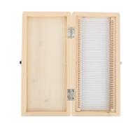 Caja de Almacenamiento de Diapositivas de Madera, 50 Ranuras | Metal Niquelado Cierre Seguro, Pin de Bisagra y Cubierta Interior Hoja Numerada