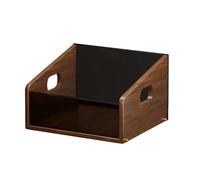 Caja de almacenamiento de discos con gran capacidad, organizador de estante de escritorio de madera rústica y acrílico para colección de música y decoración del hogar, pequeña