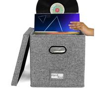 Caja De Almacenamiento De Discos De Vinilo Con Tapas Y Asas, Organizador De Discos LP Ignífugo E Impermeable Con Capacidad Para Más De 50 Álbumes De 12 Pulgadas, Porta Discos Portátil Apilable