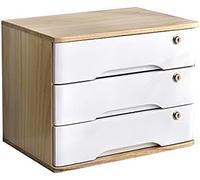 Caja de almacenamiento de escritorio de madera con cerradura A4 para suministros de oficina, archivador plano con 2 cajones, solución de almacenamiento de escritorio eficiente gestión de archivos