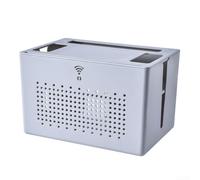 Caja de almacenamiento de escritorio moderna con capas desmontables, organiza tu enrutador y configuración de red (gris)