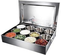 Caja de almacenamiento de especias de acero inoxidable, recipiente grande de autoservicio para condimentos para uso comercial, organizador de especias para hotel, cocina, restaurante
