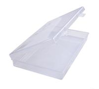 Caja de almacenamiento de fotos de polipropileno transparente de gran capacidad con cierre de hebilla y asa para organizar fotografías, suministros de manualidades, joyas y artículos esenciales de