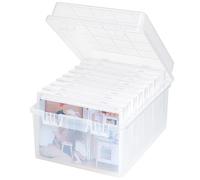 Caja de almacenamiento de fotos Lifewit, estuche de 13x18cm 5r, 9 compartimientos internos, transparente, útil para organizar sellos y suministros de oficina con una etiqueta adhesiva de 1 hoja