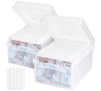 Caja de almacenamiento de fotos Lifewit, estuche de 13x18cm 5r, 9 compartimientos internos, útil para organizar sellos y suministros de oficina con una etiqueta adhesiva de 2 hoja, Pack de 2