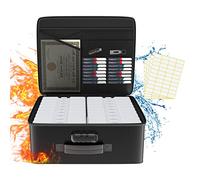 Caja de almacenamiento de fotos segura ignífuga con 18 fundas interiores transparentes de 4 x 6 pulgadas, organizador de fotos portátil con cerradura para fotos, contenedor de fotos plegable con asa y