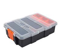 Caja de almacenamiento de herramientas de plástico, caja organizador portátil impermeable con compartimento separador ajustable y extraíble para herramientas, tornillos, clavos, remaches, pernos